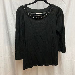 Coldwater Creek | Quarter Length Sleeve Black Top